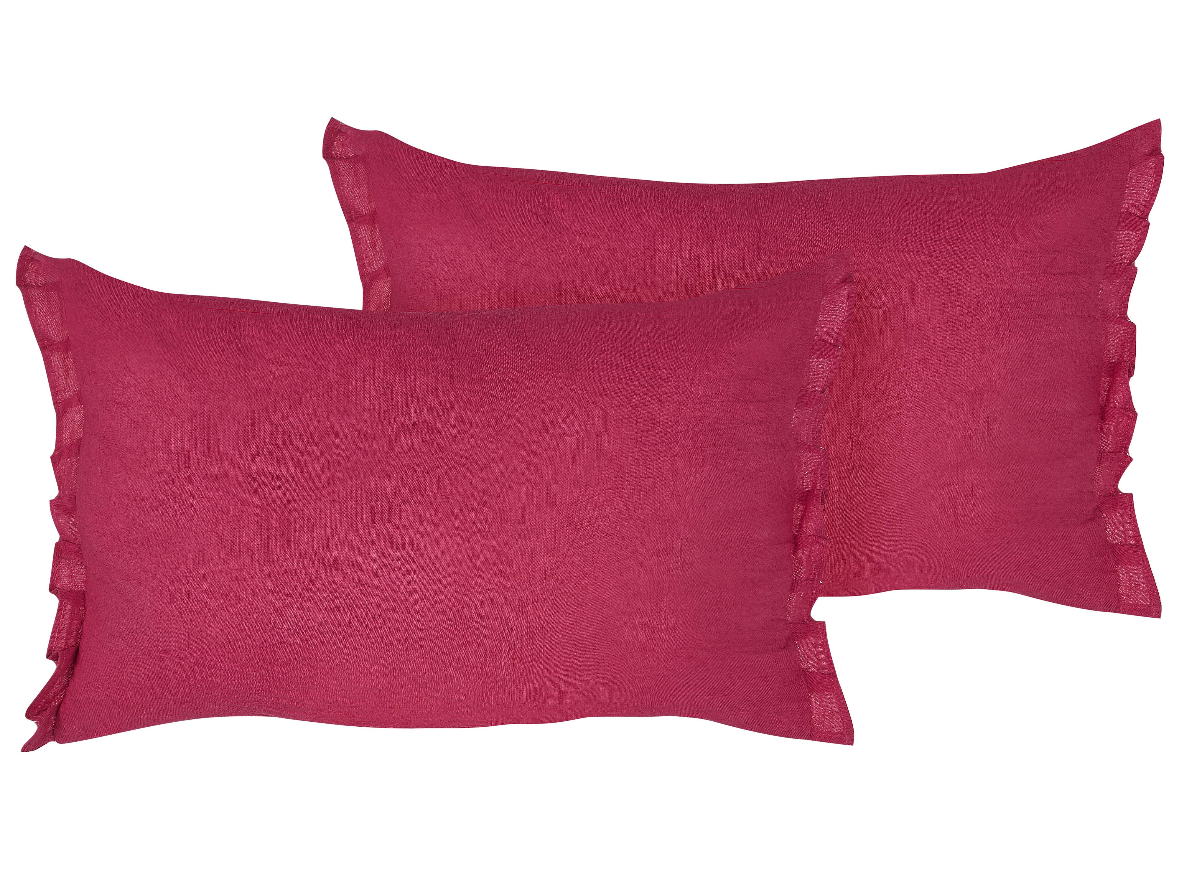 Set van 2 sierkussens SASSAFRAS Linnen 30 x 45 cm Bordeauxrood effen