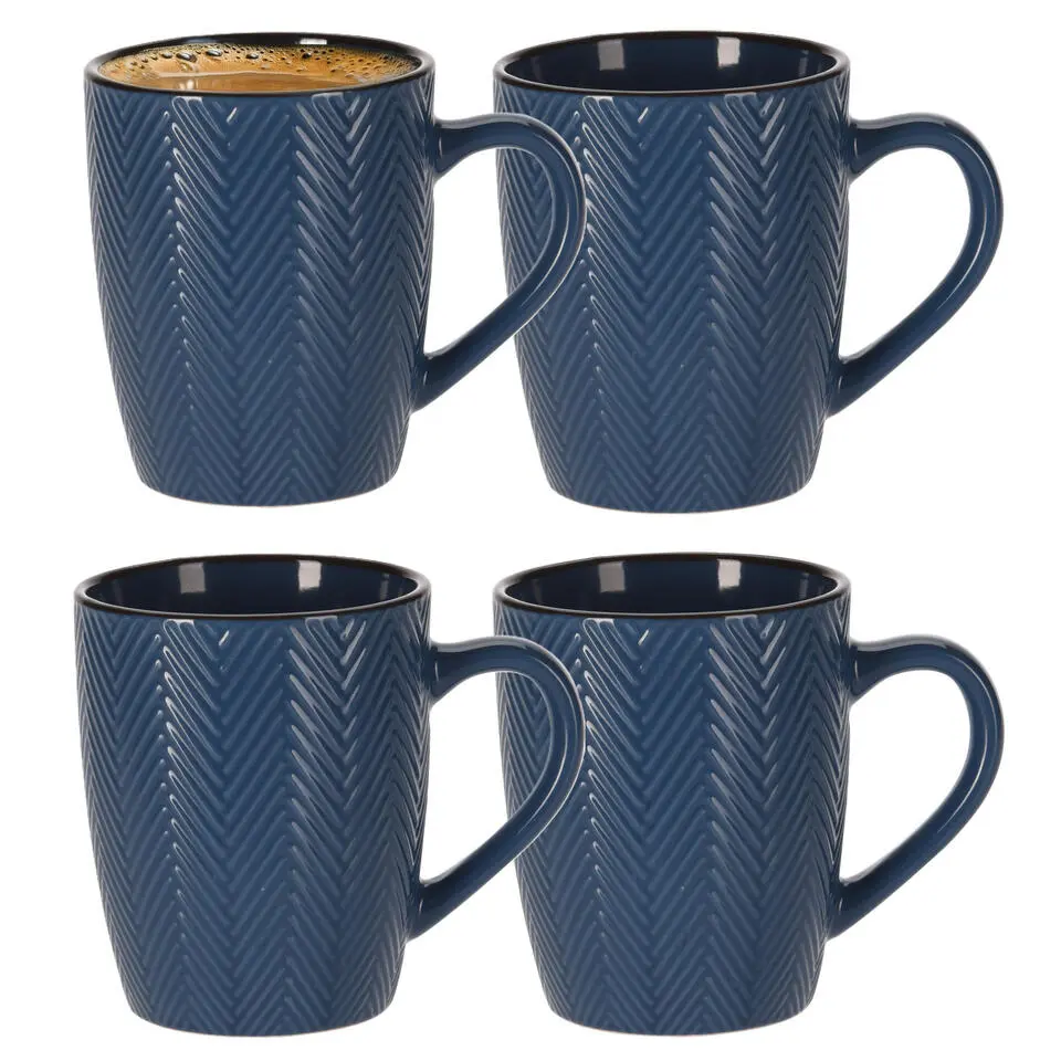 Siaki Koffiemok/theemok - Fishbone - blauw - 370 ml