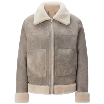 Damen-Wendejacke Lammfell, Hellgrau