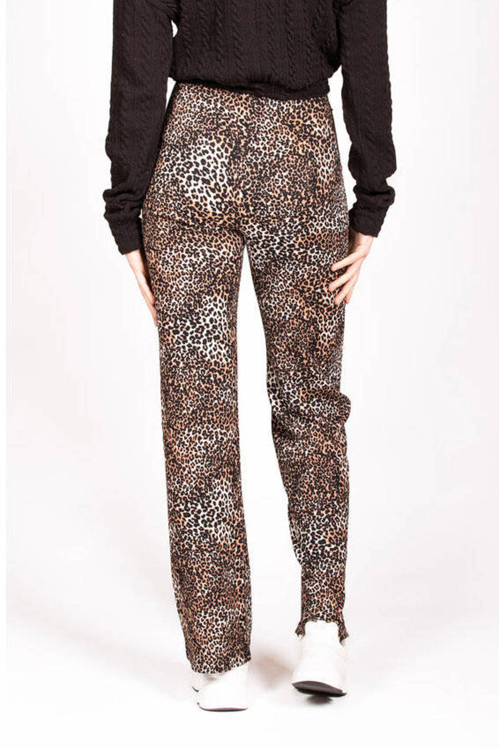 LOVE2WAIT regular fit zwangerschapsbroek met dierenprint bruin/beige/zwart