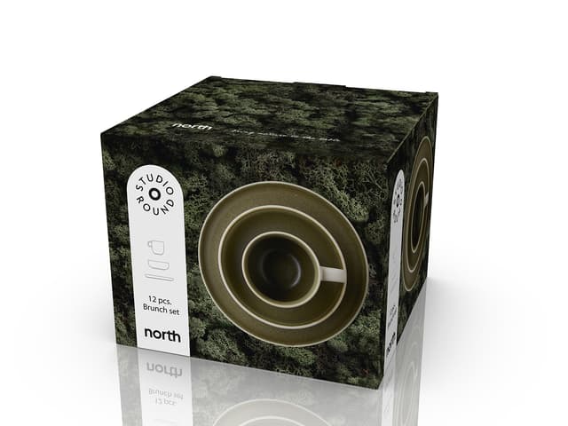 Studio Round Brunchsæt Matte white/Matte moss