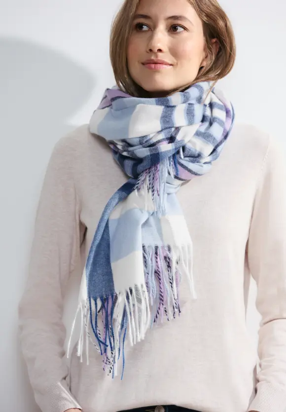 Karoschal mit Fransen - sporty lilac