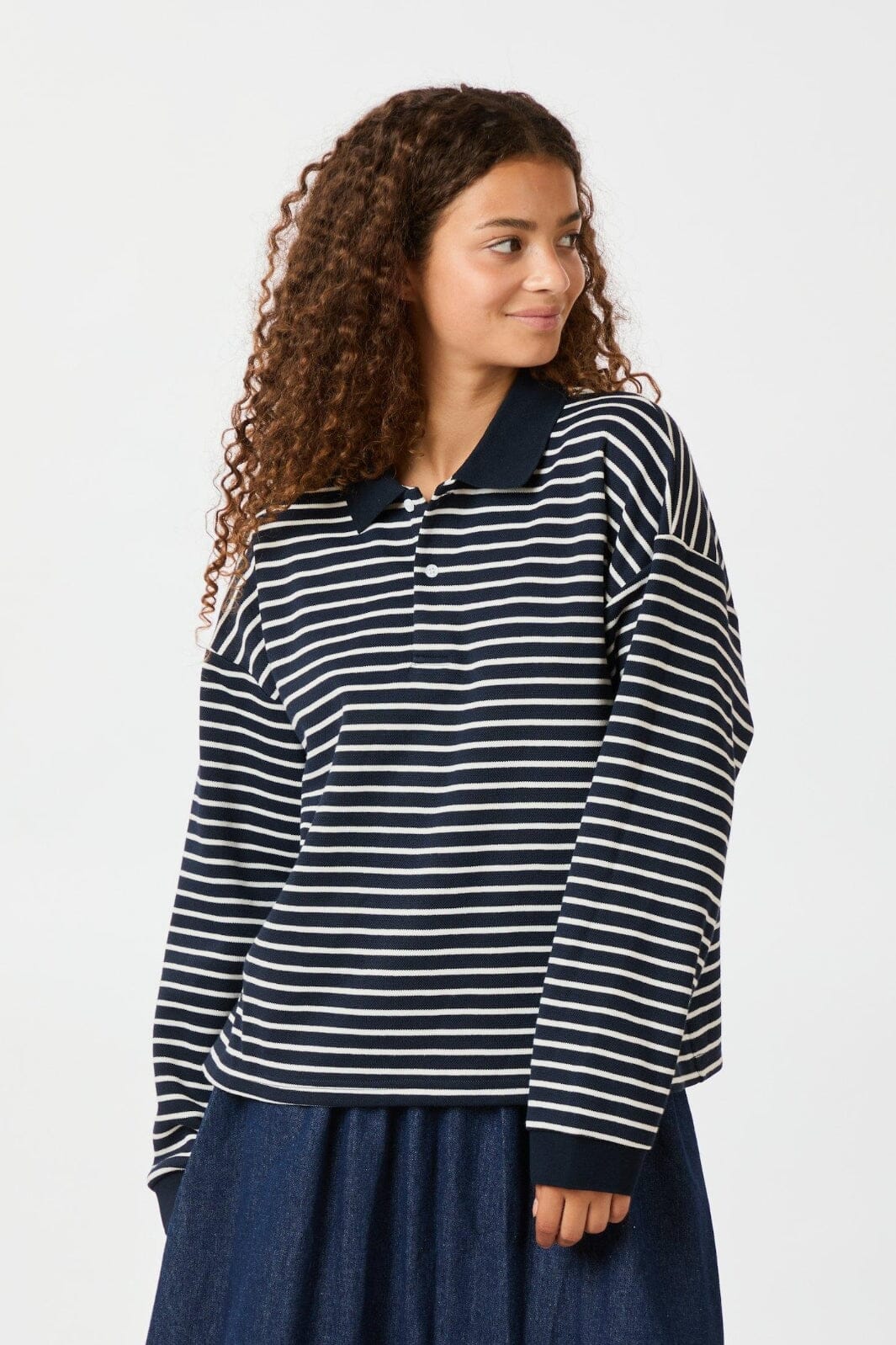 Neo Noir Sara Stripe Polo Blouse 163312