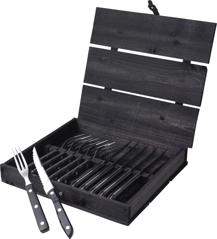 Gense Old Farmer Black steakbestik/grillbestik 12 dele sort/stål Stål, sort