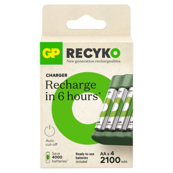 GP Batterijlader 411   4x oplaadbare batterijen AAA 850mAh ReCyko   Micro USB-lader