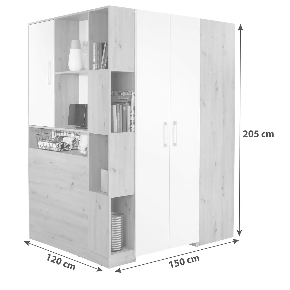 Eckschrank Box weiss,Eiche