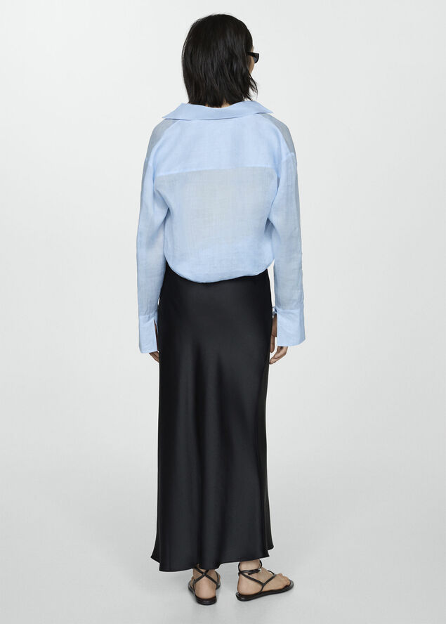 MANGO Midi satin skirt Black