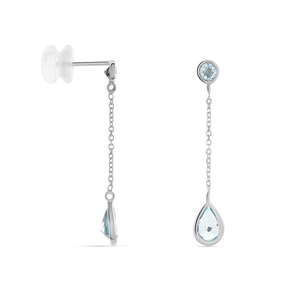Boucles D'oreilles Pendantes Brenda Or Blanc Topaze