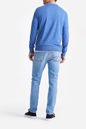 King Essentials The Robert Long Sleeve Poloshirt Merino Mid Blauw KM111030002-B041T kopen