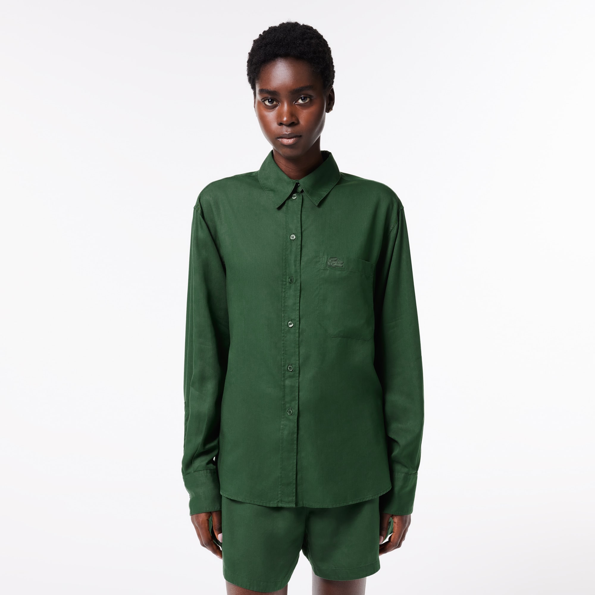 Chemise fluide oversize en lyocell Chemises & Hauts - Vert - Lacoste - Femme