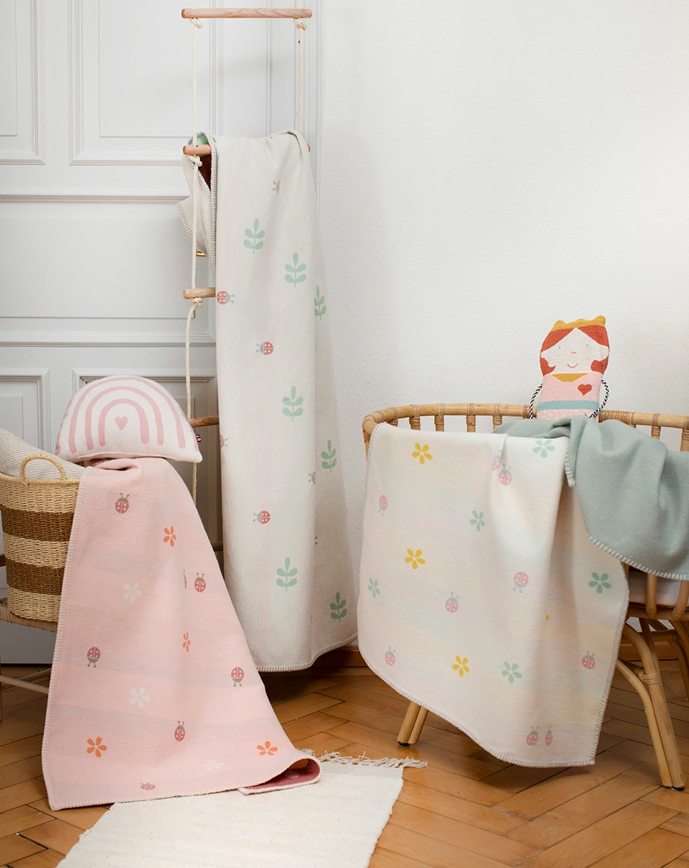 Babydecke LENA - KÄFER (75x100) in rosa