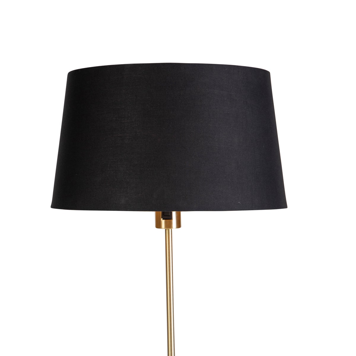 QAZQA - Klassieke I Antieke Staande Lamp Goud I Messing I Messing met Zwarte Kap 35 cm Verstelbaar - Feest I Woonkamer I Slaapkamer - Stalen Cilinder I Langwerpig I Rond - LED Geschikt E27