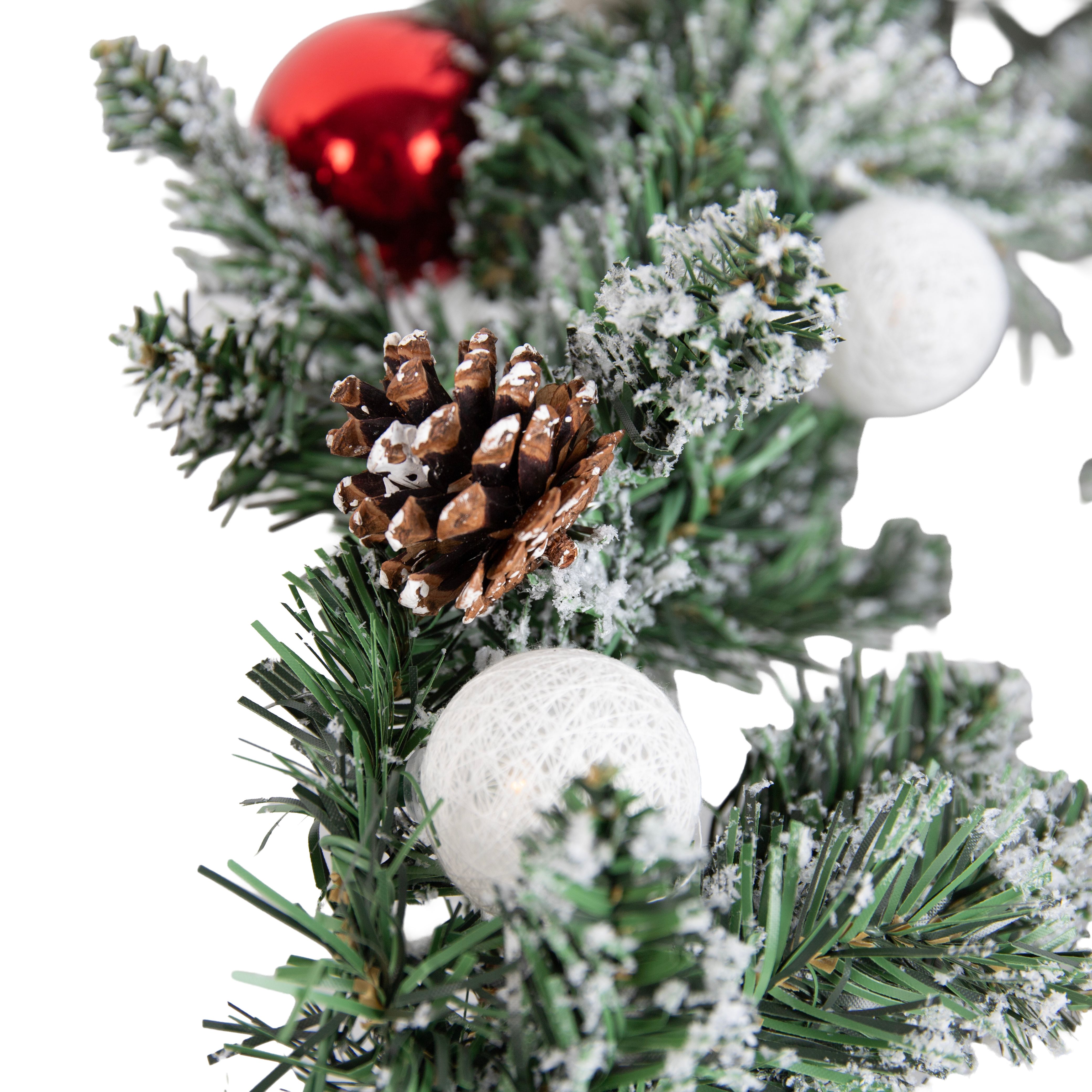 Kerst guirlande wit met rood 270cm incl. LED met timer - Jack