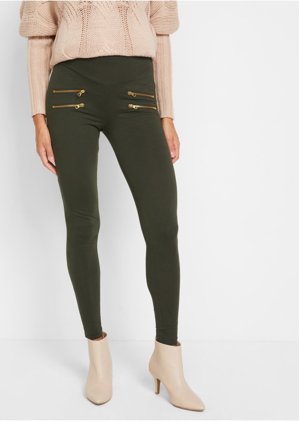 Legging avec taille confortable et zips décoratifs