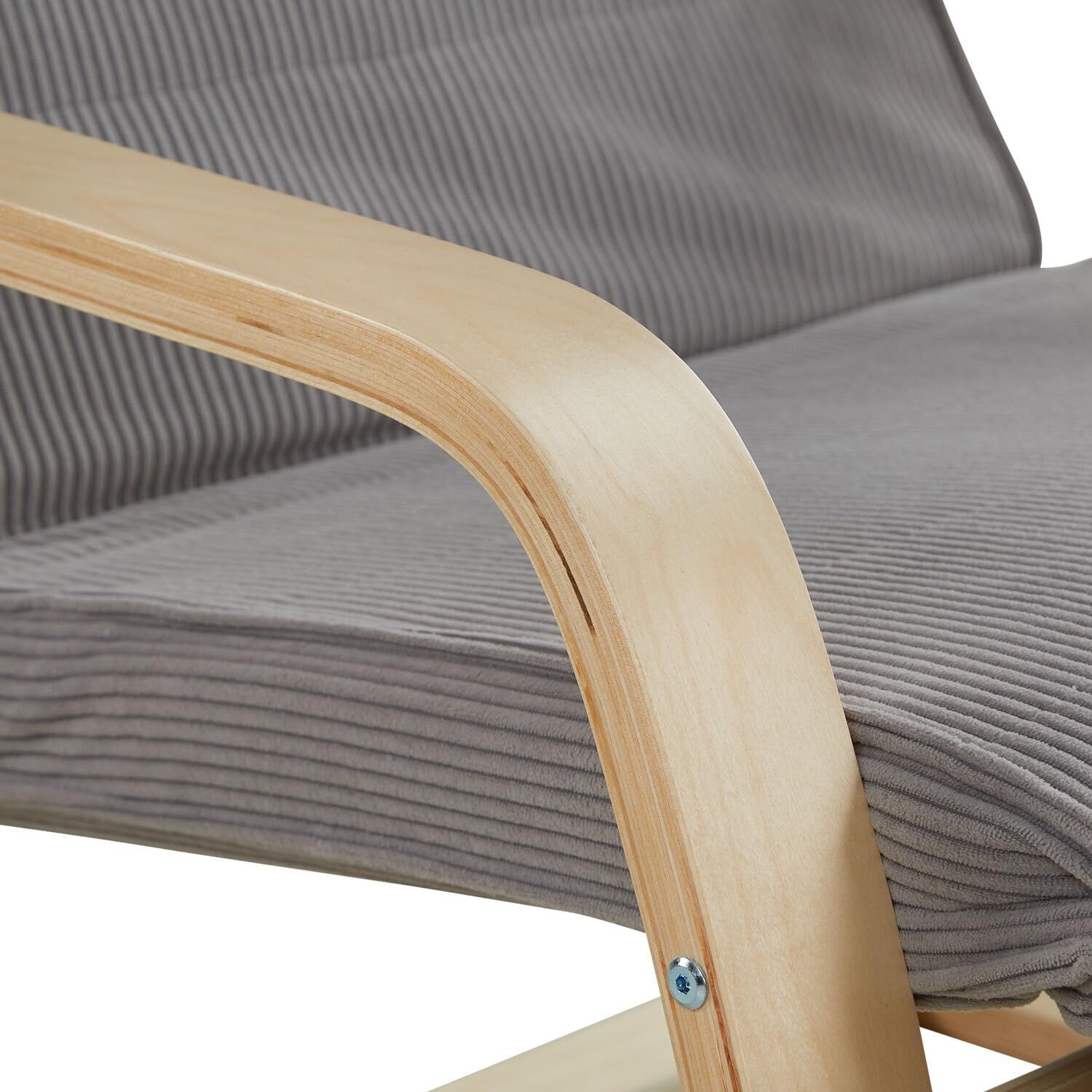 Homestyle4u 2636, Stuhl Relaxsessel mit Liegefunktion Schwingsessel Grau mit Armlehne Relaxstuhl Holz Wohnzimmer