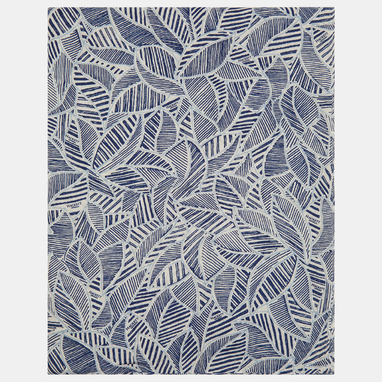 Hackett London Chèche en Laine mélangée à imprimé feuillage bleu - 180x75 cm
