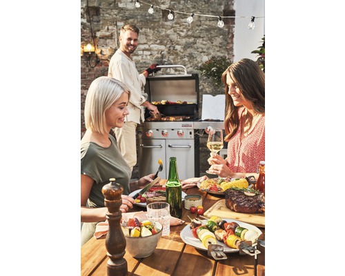 Char-Broil Gasgrill Professional PRO S 3 3-pits RVS incl. rooster, dekselthermometer, vetopvangbak, zijrooster, warmhoudrek, gietijzeren grillrooster