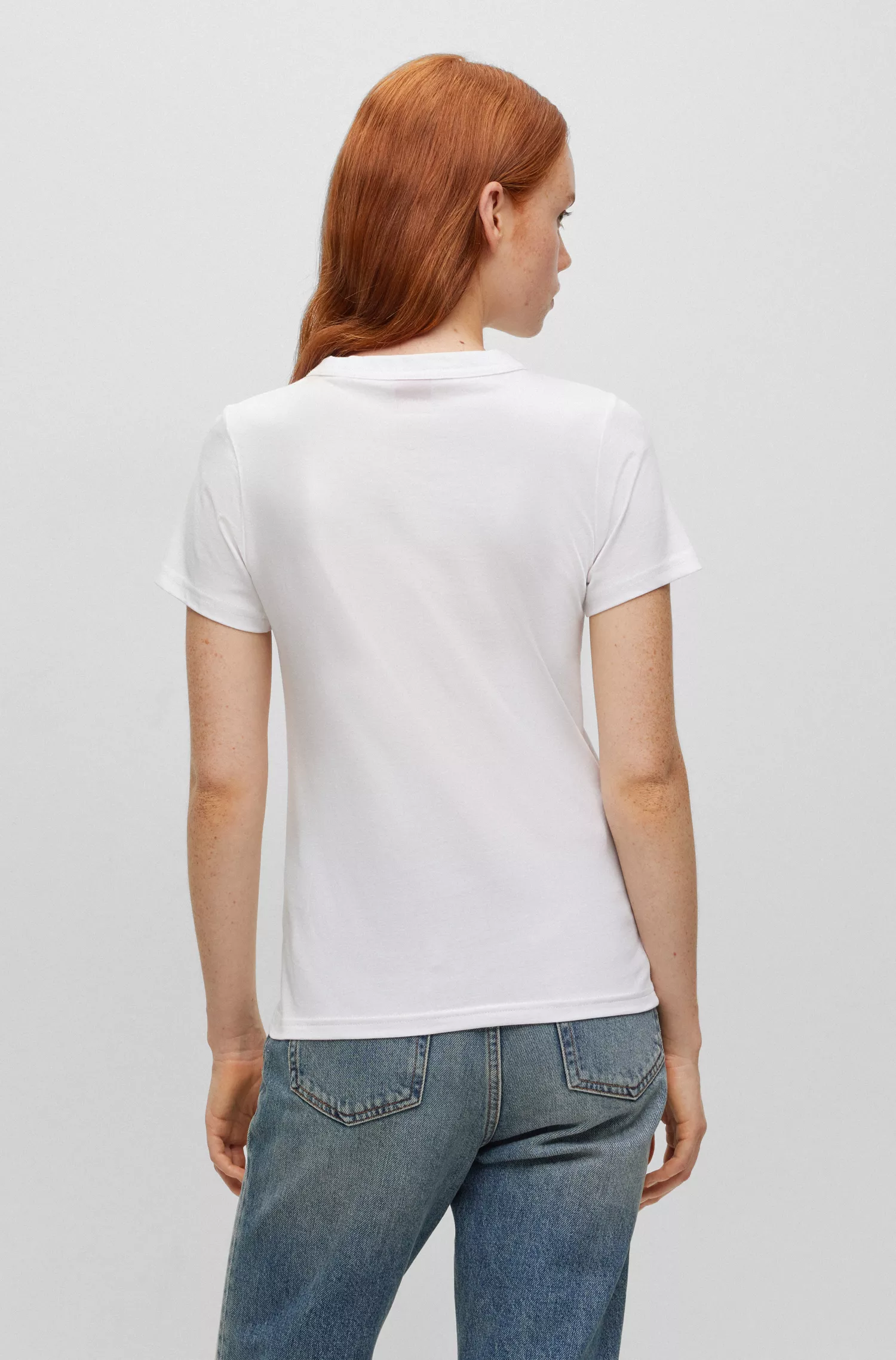 Camiseta HUGO de algodão vermelho com logotipo em relevo sobreposto