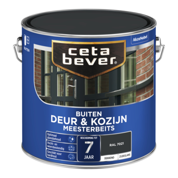 CetaBever Meesterbeits Deur & Kozijn zijdeglans dekkend RAL 7021 zwartgrijs 2,5 liter