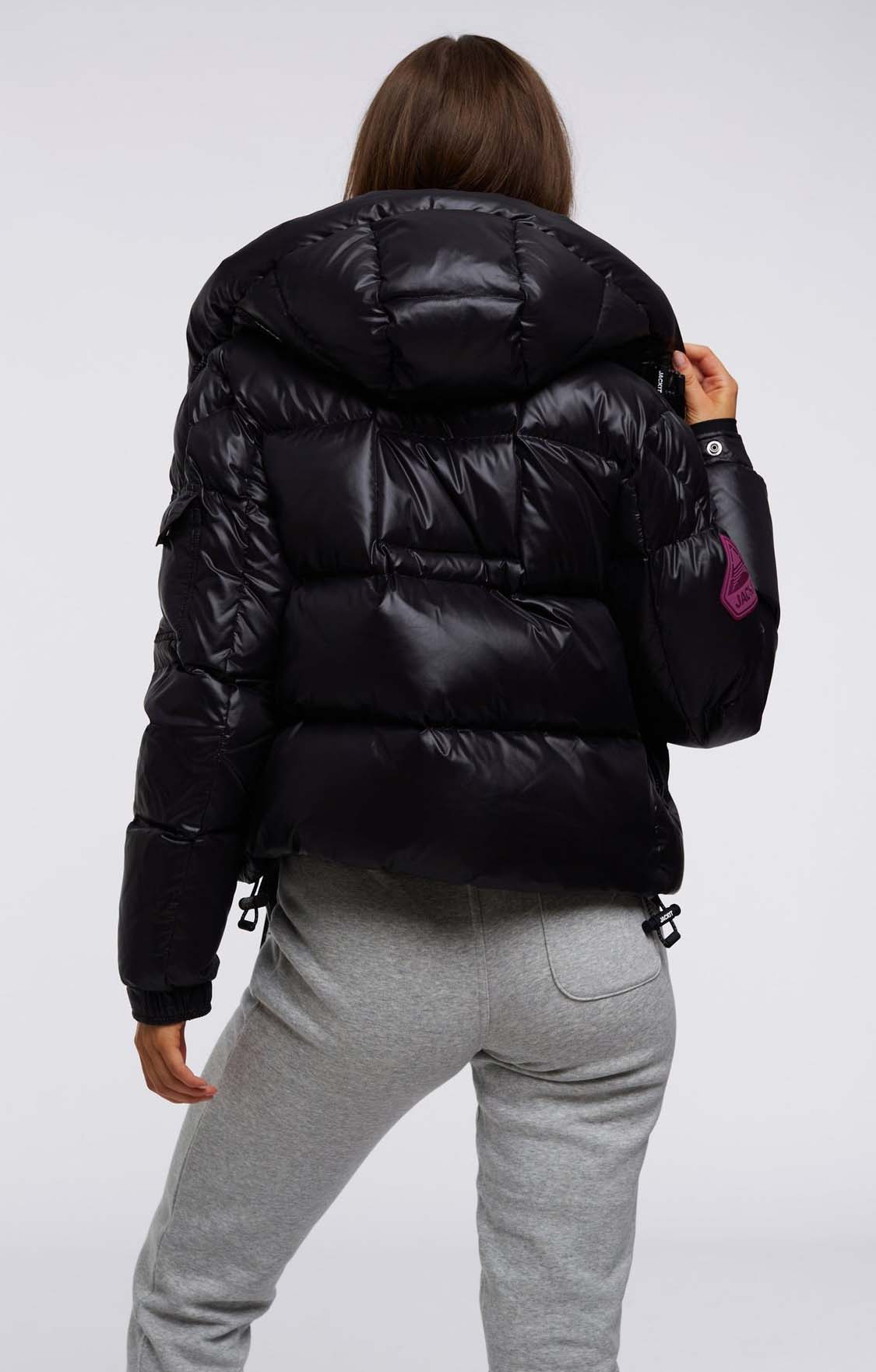 EZ Puffer Racer Hooded Jacket Dame Black/Pink