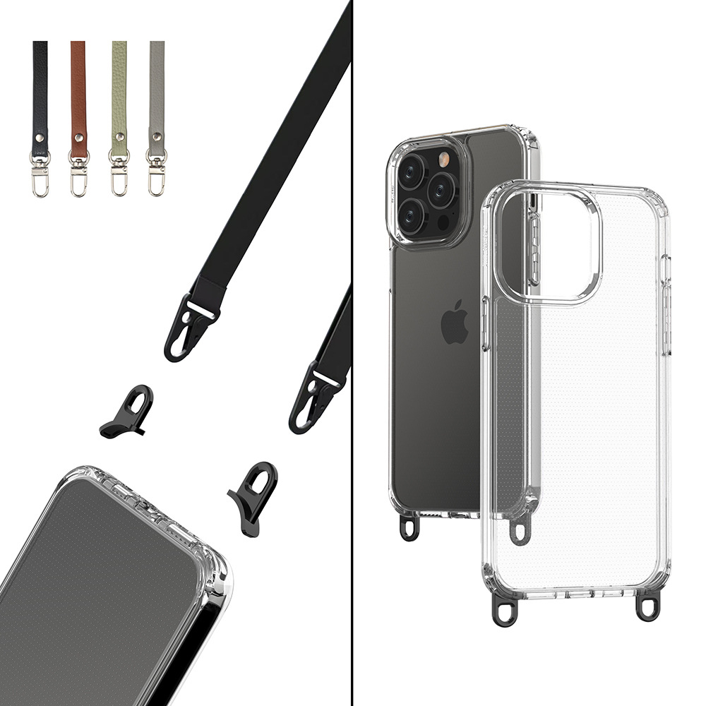 iPhone 11 Necklace Hülle Gummi Case mit abnehmbaren Ösen - Transparent / Silber