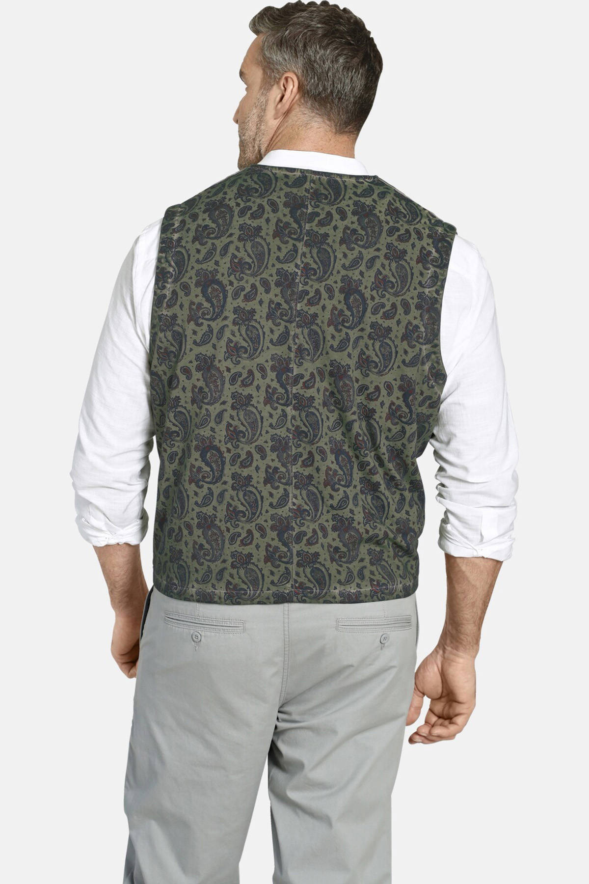 Charles Colby +FIT Collectie gilet DUKE STOUD Plus Size kaki