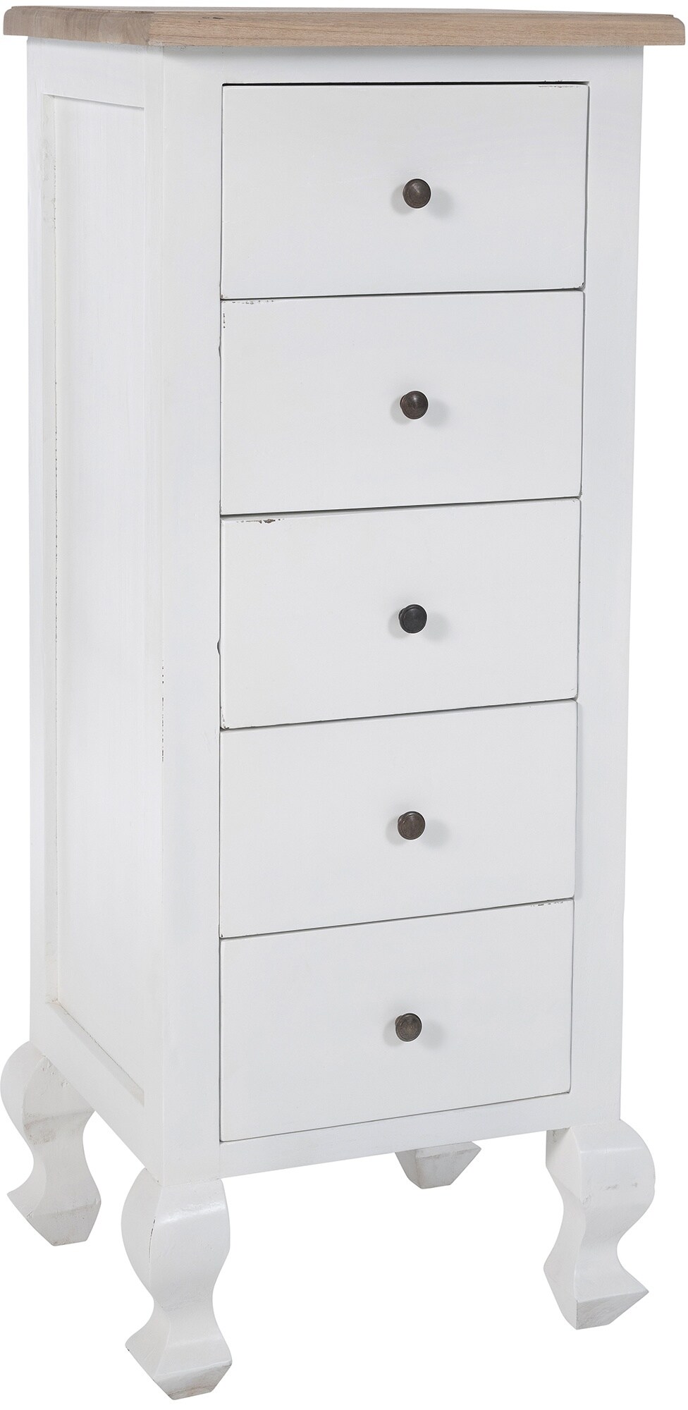 CLP Kommode Kora I Anrichte Aus Holz I Regal Mit Schubladen I Freistehend Für Flur Und Wohnzimmer I Weiß Im Shabby Chic Design