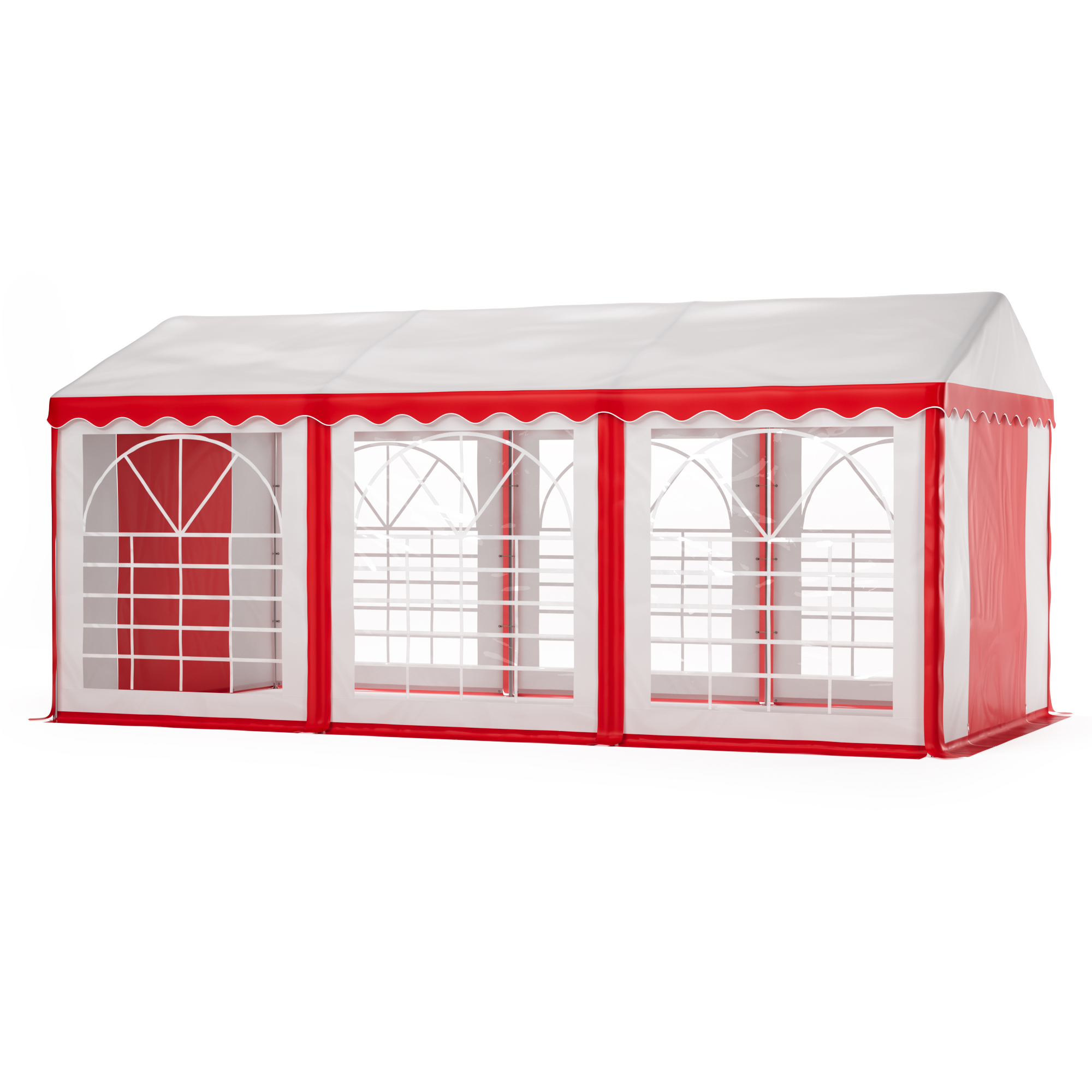 Profi PVC Partyzelt 3 x 6 m rot/weiss