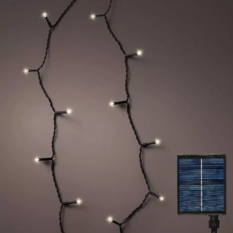 Guirlande lumineuse Solaire 27 m 360 LED câble noir Rechargeable Blanc chaud