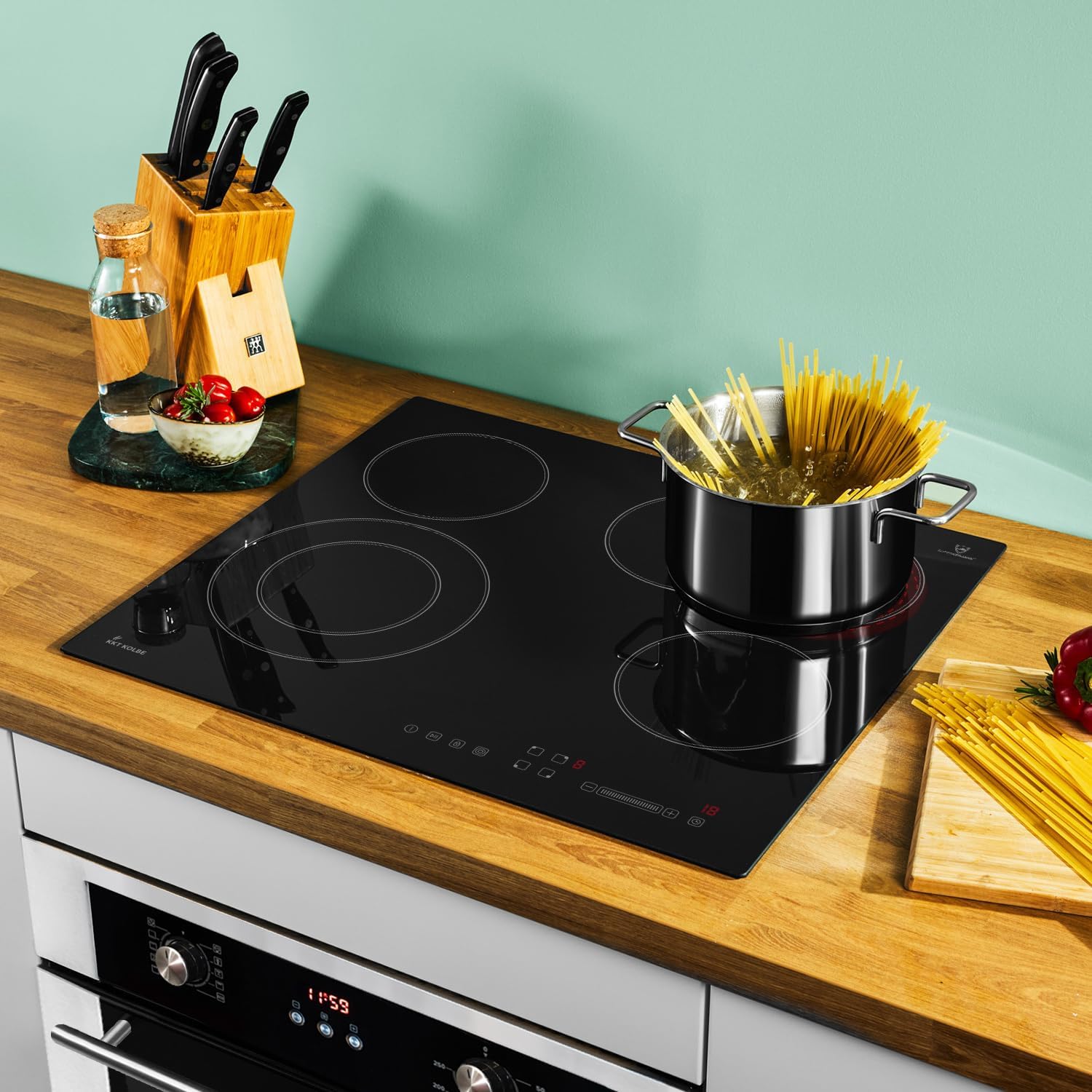 KKT KOLBE Autarkes Herdset | 60cm Einbaubackofen BO8810SS | 59cm Kochfeld CH5901RL | Grill | Heißluft | Teleskopauszüge | Automatik-Timer | Wärmeschutzverglasung | Kindersicherung | SET8810CH59RL