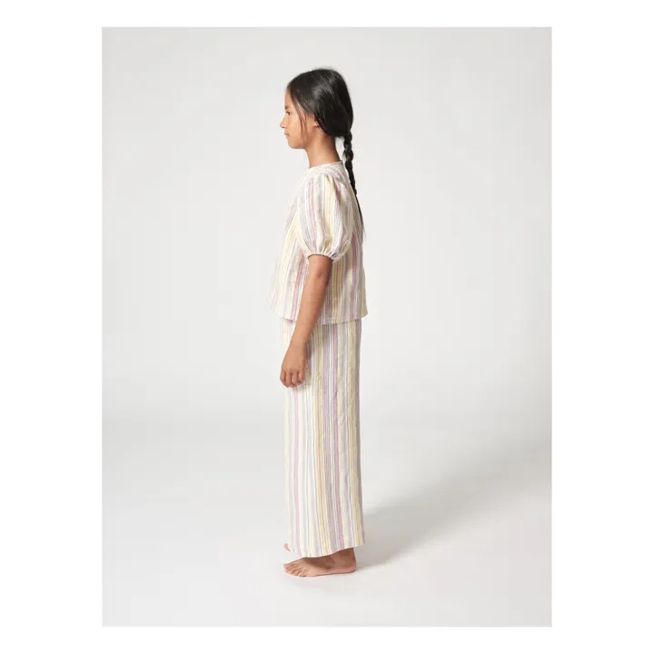 Tangerine Blouse Rayures Lin | Rose