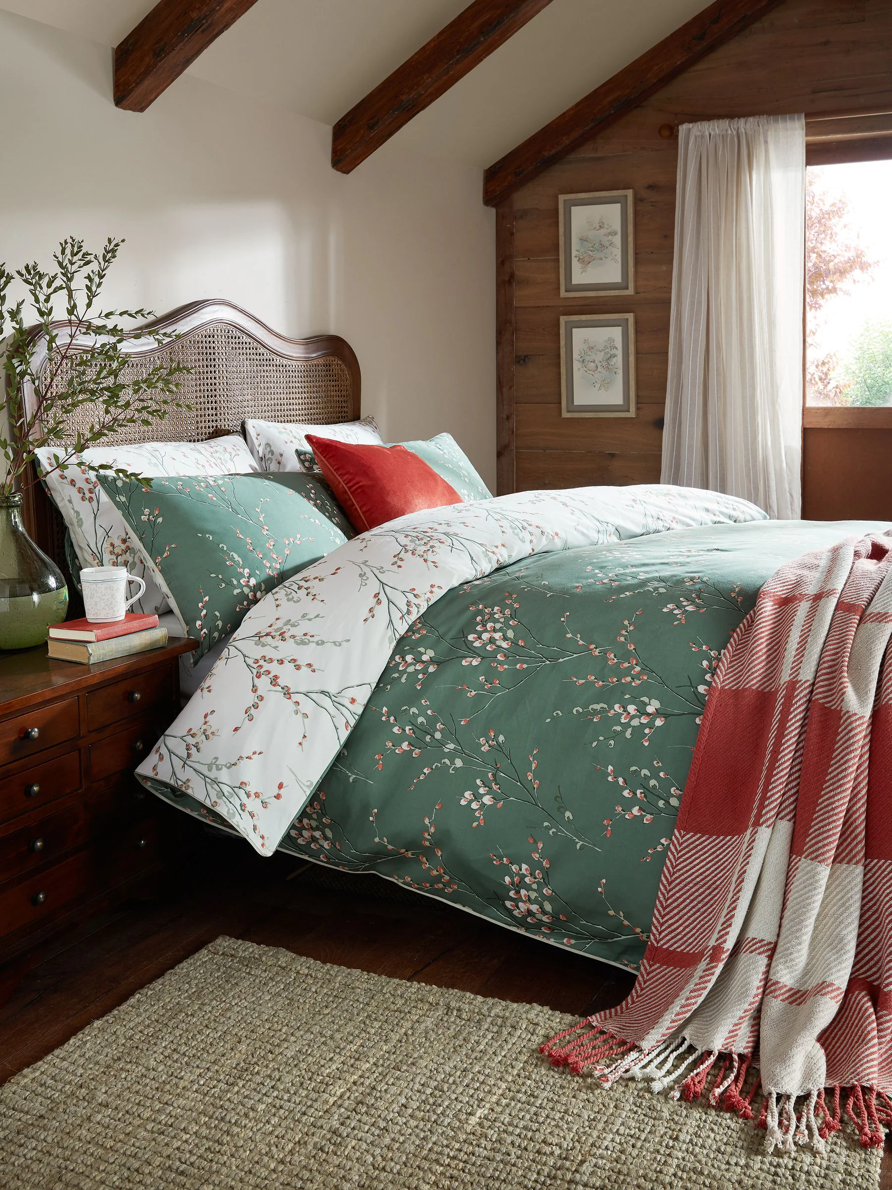 Laura Ashley 100% Cotton Sateen 200 Thread Count Pussy Willow Duvet Cover and Pillowcase Set
