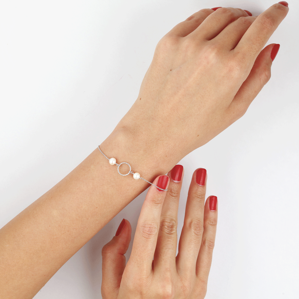 Bracelet Oria Argent Blanc Pierre De Synthese