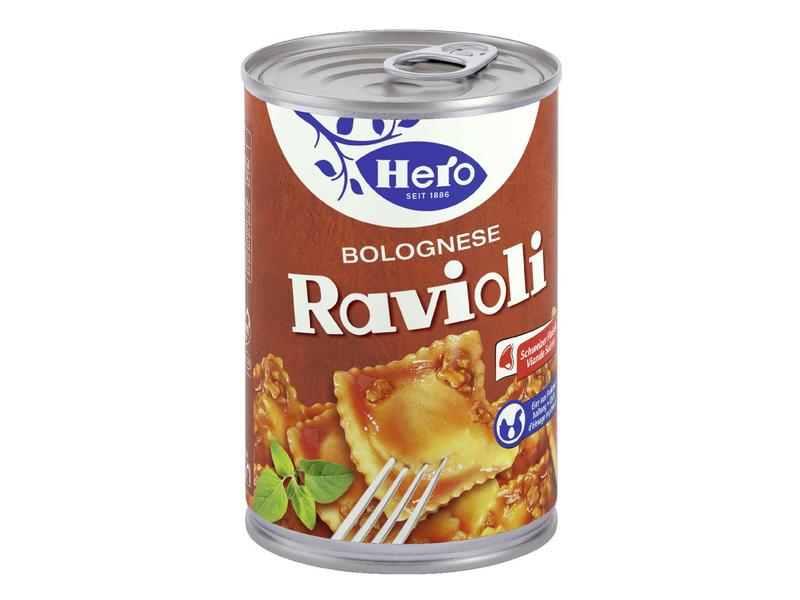 Hero Dose Ravioli Bolognese 430 g Weiche Teigtaschen mit Fleischfüllung und würziger Bolognese Sauce