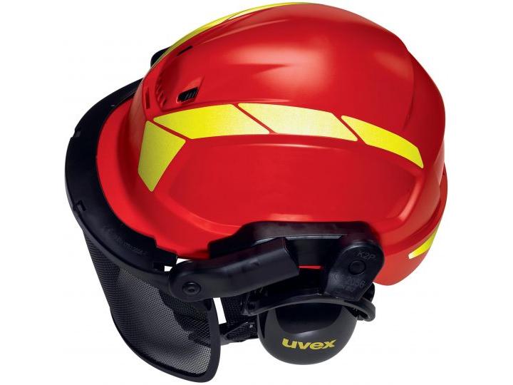 uvex Schutzhelm Pheos Forestry, Rot Forsthelm Komplettset