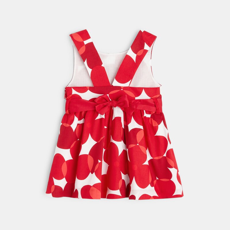 Robe à bretelles fleurs graphiques rouge bébé fille Rouge