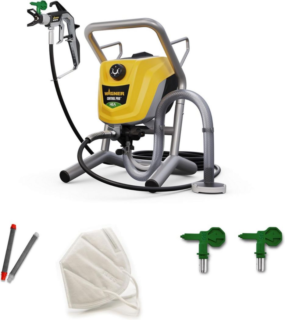 Pistolet de peinture airless WAGNER Control Pro 250 M pour peintures murales, apprêts, vernis et lasures, 15 m² - 2 min, réglage de la pression, 110 bar, tuyau de 9 m