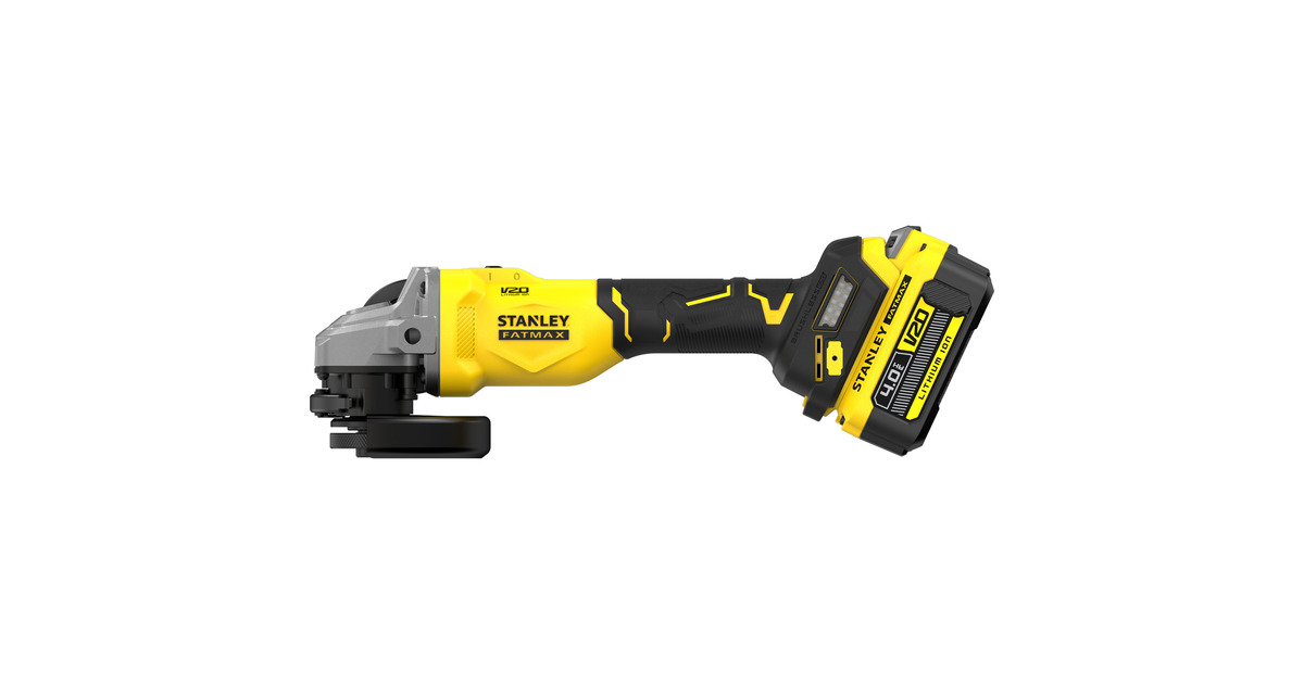 StanleyFATMAX V20 18V Haakse slijper 125mm  (Zwart/geel, Accu en oplader inbegrepen, met koffer)