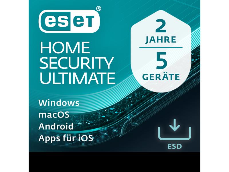 ESET HOME Security Ultimate ESD, Vollversion, 5 User, 2 Jah Der Maximalschutz für Ihr digitales Leben – Inklusive VPN und umfassender Sicherheit beim Surfen, u.a. dank Metadatenbereinigung von hochgeladenen Dateien