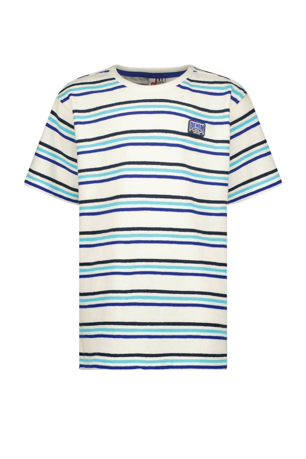 Vingino gestreept T-shirt Hoss wit/lichtblauw