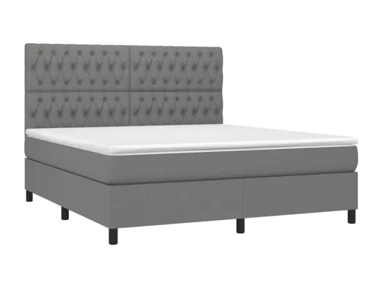 Sommier tapissier et matelas et LED Gris foncé 180x200 cm Tissu