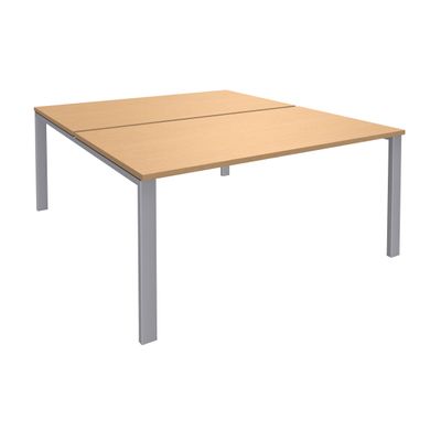 Bureau Bench IRIS - L140 cm - Plan de départ - Pieds aluminium - plateau imitation Hêtre