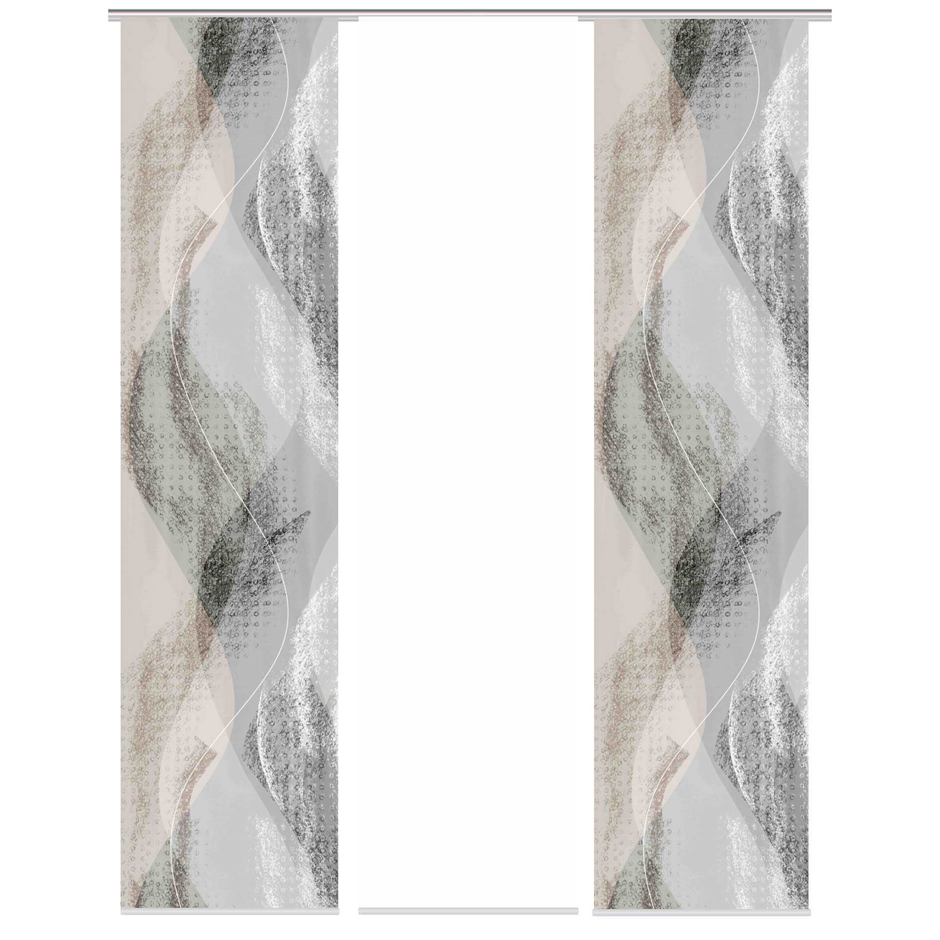 3-teiliges Schiebevorhang-Set TORRE - stein-weiß - je 60x245 cm