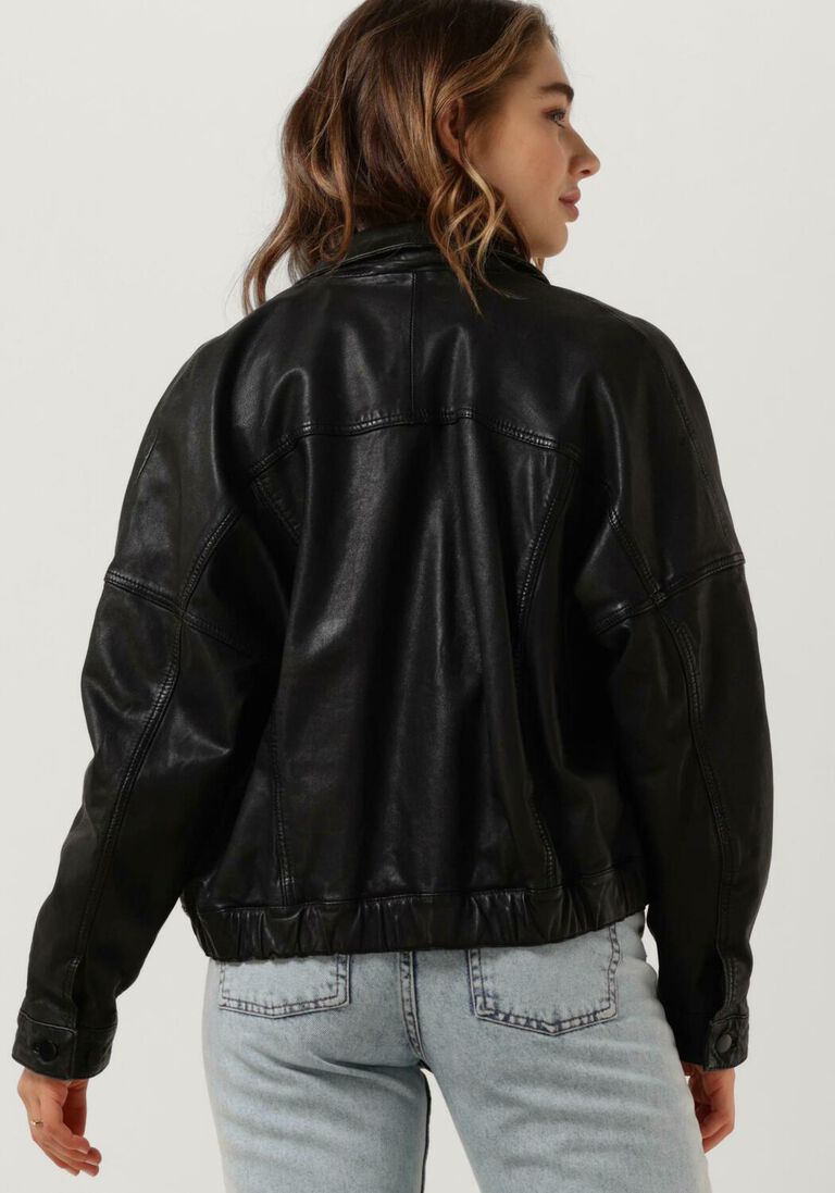 GOOSECRAFT zwarte goosecraft leren jas gc daisies jacket