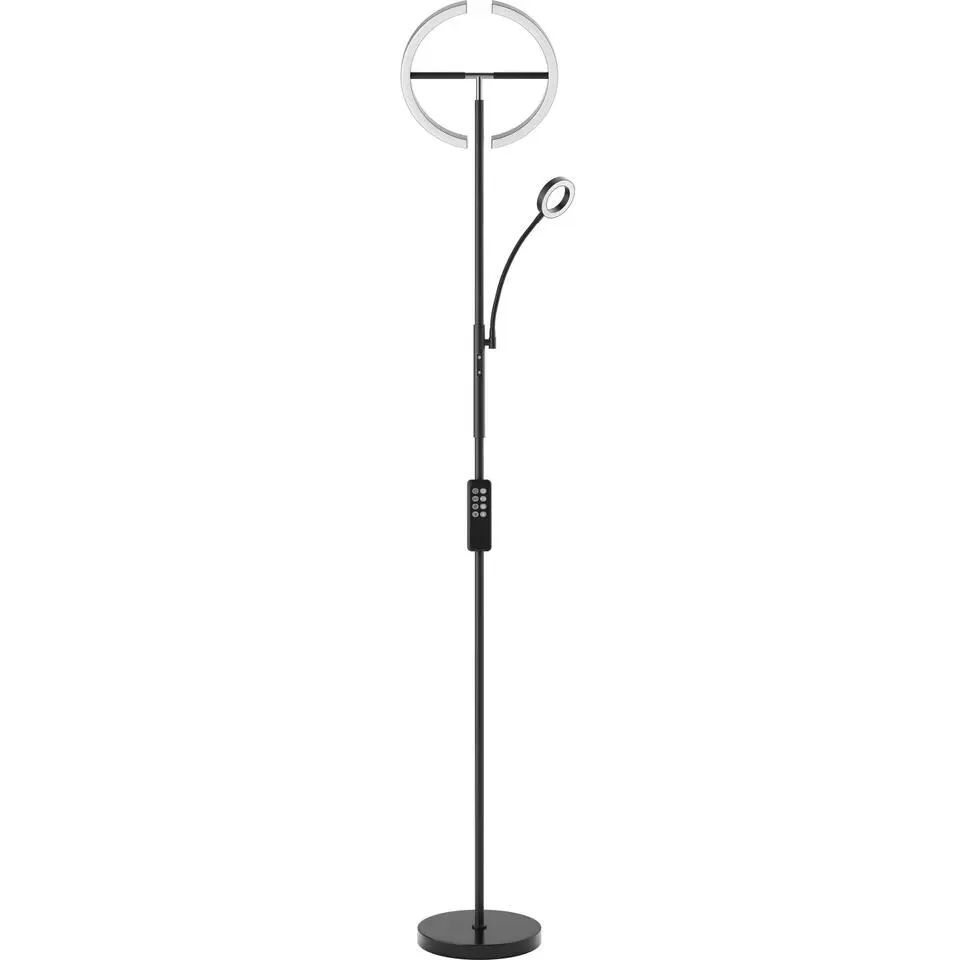 tectake Vloerlamp Auralis LED 20W, leeslamp, dimbaar, Zwart
