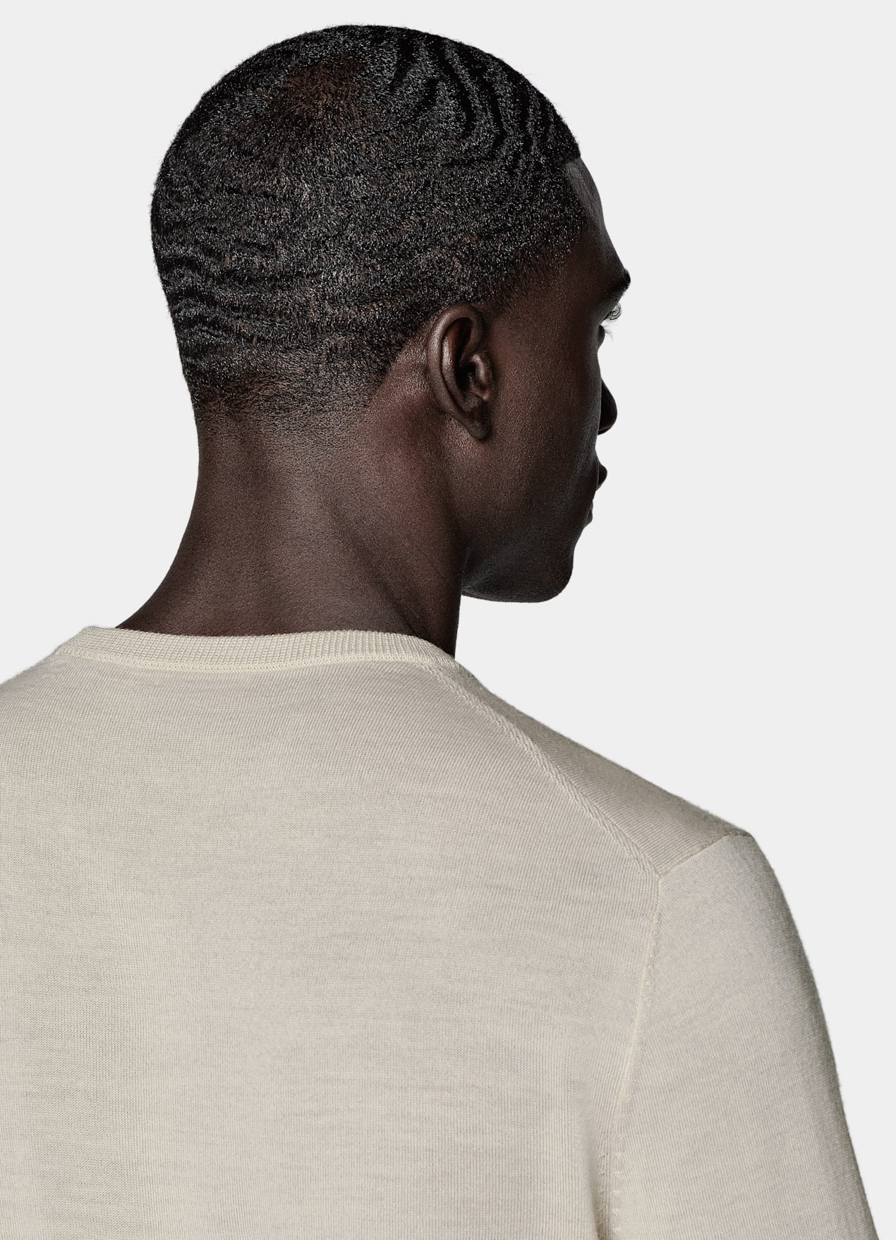 Pull col rond Merino sable