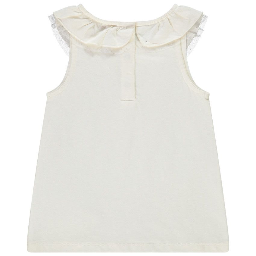 Débardeur col volanté et print en sequins pour bébé fille - Ecru