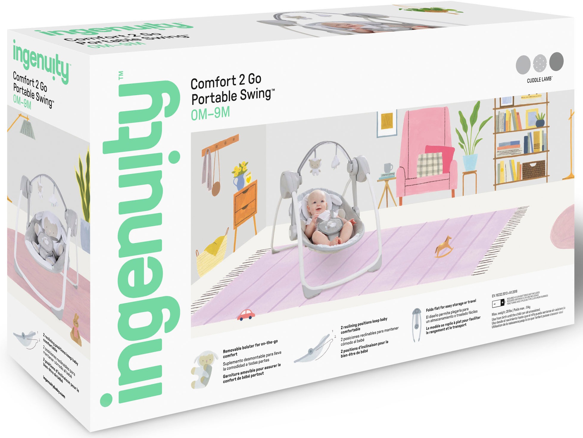 ingenuity Babyschaukel »Comfort 2 Go, Cuddle Lamb« bis 9 kg tragbar