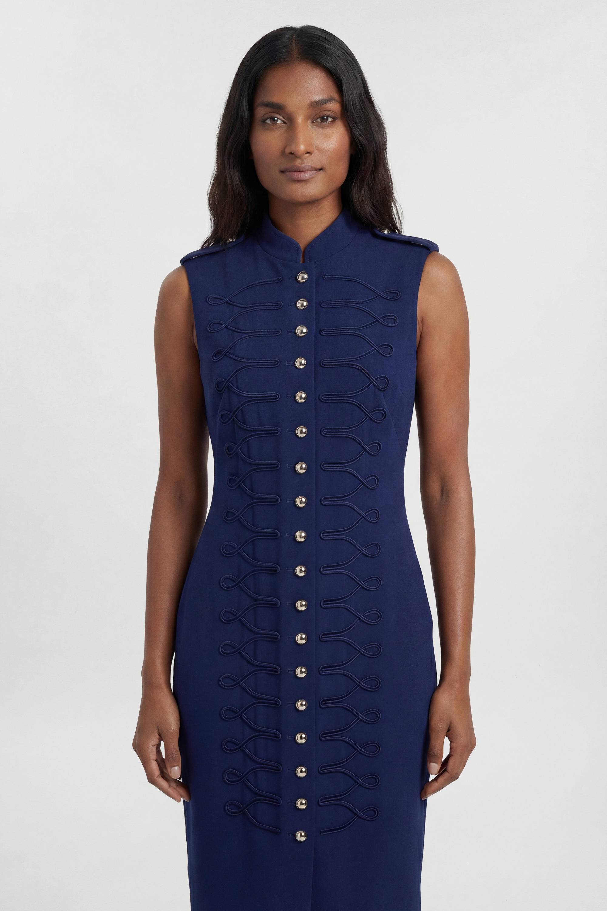 KarenMillen Robe Crayon Droite Compacte Stretch À Détails Boutons