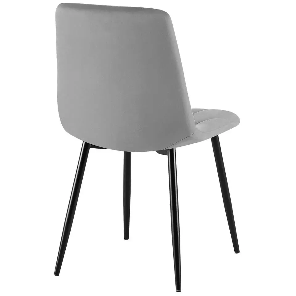 CLP Set van 2 Eetkamerstoel Clairton zwart Frame - Fluweel - donkergrijs